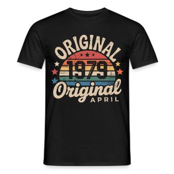 Avril 1979 Vintage Rétro Cadeau Anniversaire Avril - T-shirt homme - noir - Devant - AI Model Male 178 light (178cm)