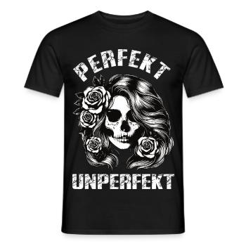 Perfekt Unperfekt Skull Roses Gothic Design - Männer T-Shirt - Schwarz - Vorne - AI Model Male 178 light (178cm)