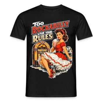 Rockabilly Pin-Up Girl: 50s Diner Retro Stil - Männer T-Shirt - Schwarz - Vorne - AI Model Male 178 light (178cm)