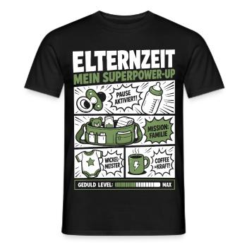 Elternzeit Mein Superpower-Up - Männer T-Shirt - Schwarz - Vorne - AI Model Male 178 light (178cm)
