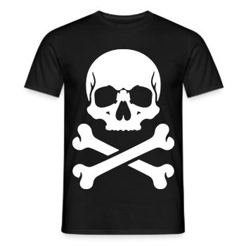 Estampe de pirate de crâne et os - T-shirt homme - noir - Devant - AI Model Male 178 light (178cm)