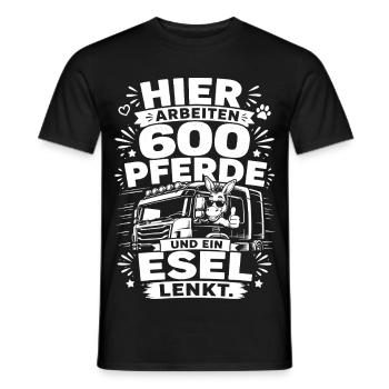 600 Pferde und ein Esel lenkt - Männer T-Shirt - Schwarz - Vorne - AI Model Male 178 light (178cm)