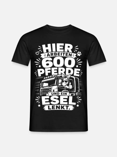 600 Pferde und ein Esel lenkt - Männer T-Shirt - Schwarz