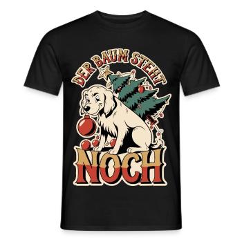 Der Baum steht. Noch. – Weihnachten mit Hund - Männer T-Shirt - Schwarz - Vorne - AI Model Male 178 light (178cm)