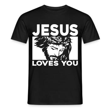 Jesus Loves You - Men's T-Shirt - black - Front - AI Model Male 178 light (178cm)