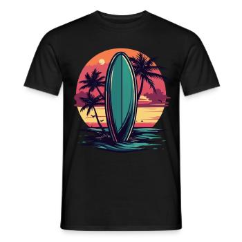 Surf au soleil - T-shirt homme - noir - Devant - AI Model Male 178 light (178cm)