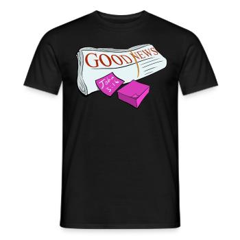The Good News of Jesus Christ - Men's T-Shirt - black - Front - AI Model Male 178 light (178cm)