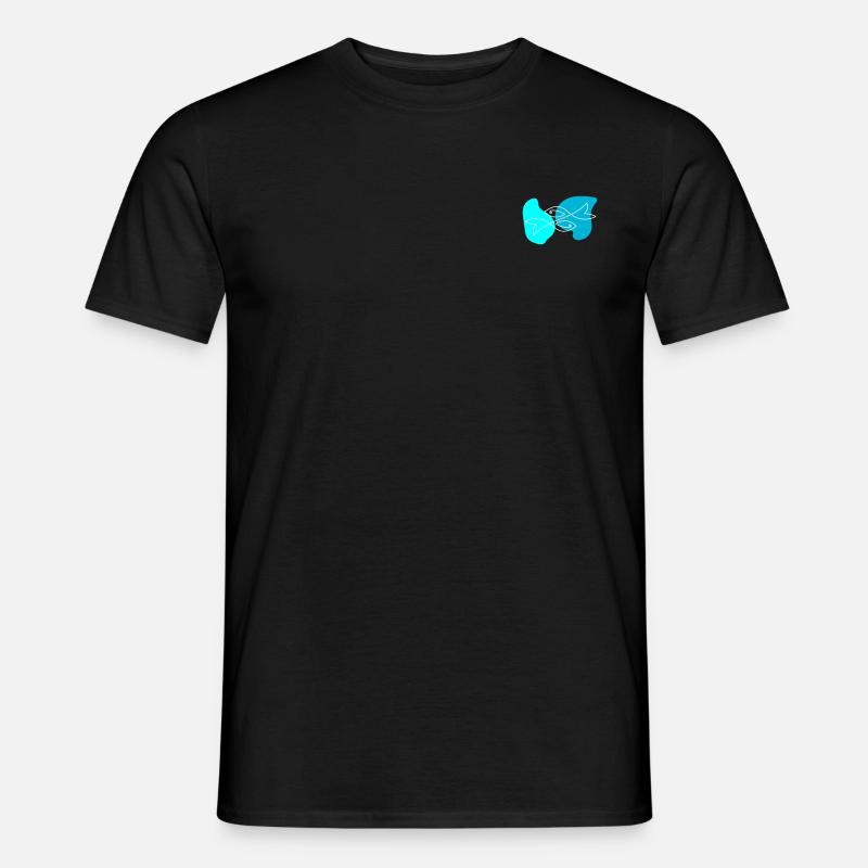 Pesce una linea disegno - T-shirt uomo - nero