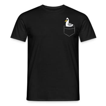 Mouette - Dans la poche de poitrine / poche de chemise - T-shirt homme - noir - Devant - AI Model Male 178 light (178cm)
