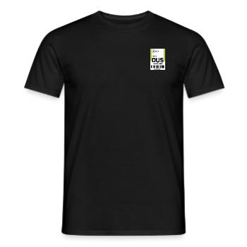 Flughafen Reise Etikett Aufkleber Düsseldorf DUS - Männer T-Shirt - Schwarz - Vorne - AI Model Male 178 light (178cm)