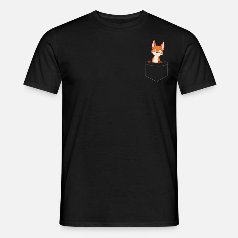 Fuchs - In Brusttasche / Hemdtasche - Männer T-Shirt - Schwarz
