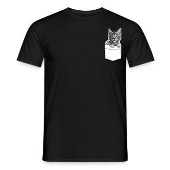 Petit chat mignon dans un sac - T-shirt homme - noir - Devant - AI Model Male 178 light (178cm)