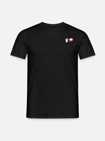 France Chile Flag Heart - Men's T-Shirt - black