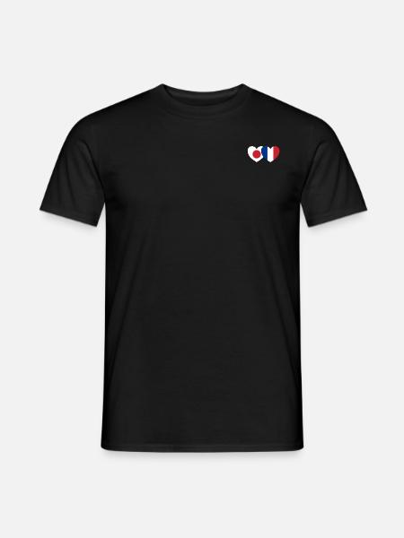 Japan France Flag Heart - Men's T-Shirt - black