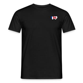 France Japon Flag Coeur - T-shirt homme - noir - Devant - AI Model Male 178 light (178cm)
