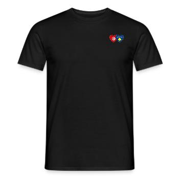 Tunesien Kosovo Flagge Herz - Männer T-Shirt - Schwarz - Vorne - AI Model Male 178 light (178cm)