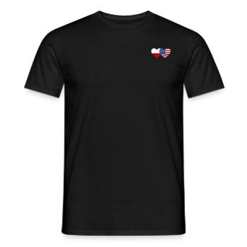 Poland USA Flag Heart - Men's T-Shirt - black - Front - AI Model Male 178 light (178cm)