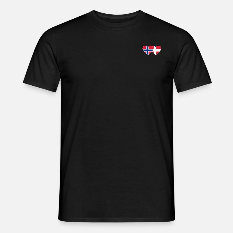 Norge Danmark Flag Heart - Mænd T-shirt - sort