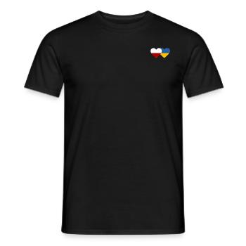 Pologne Ukraine Flag Coeur - T-shirt homme - noir - Devant - AI Model Male 178 light (178cm)