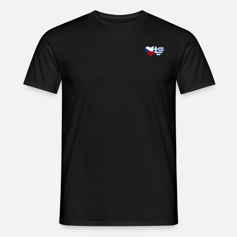 République tchèque Grèce Drapeau Coeur - T-shirt Homme - noir
