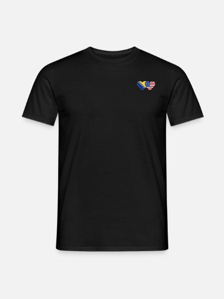Bosnien USA Flagga Hjärta - T-shirt herr - svart