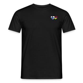 Finland Mauritius Flag Heart - Men's T-Shirt - black - Front - AI Model Male 178 light (178cm)