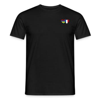 Mauritius France Flag Heart - Men's T-Shirt - black - Front - AI Model Male 178 light (178cm)