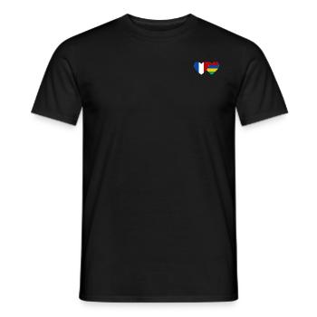 France Mauritius Flag Heart - Men's T-Shirt - black - Front - AI Model Male 178 light (178cm)