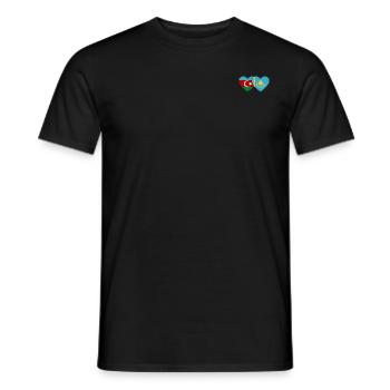 Aserbaidschan Kasachstan Flagge Herz - Männer T-Shirt - Schwarz - Vorne - AI Model Male 178 light (178cm)