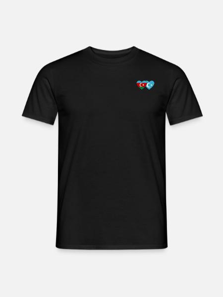 Azerbaïdjan Ouïghours Turkestan oriental Drapeau Cœur - T-shirt homme - noir