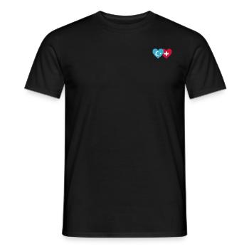 Uiguren Schweiz Flagge Herz - Männer T-Shirt - Schwarz - Vorne - AI Model Male 178 light (178cm)