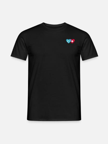 Cœur de drapeau suisse ouïghour - T-shirt homme - noir