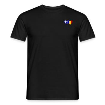 Griechenland Rumänien Flagge Herz - Männer T-Shirt - Schwarz - Vorne - AI Model Male 178 light (178cm)