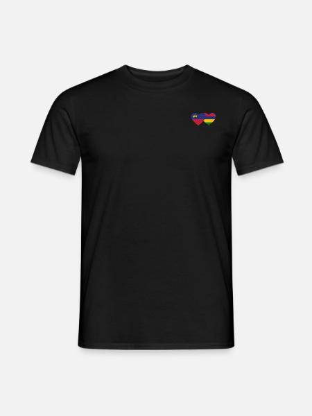 Liechtenstein Mauritius Flag Heart - Men's T-Shirt - black