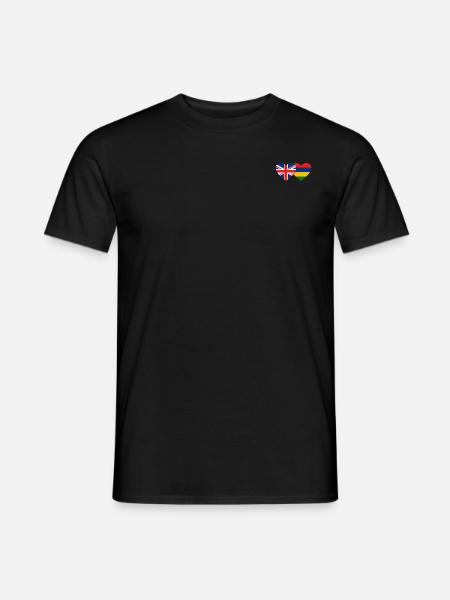 England Mauritius Flag Heart - Men's T-Shirt - black