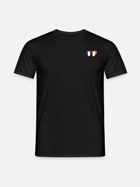 France Irlande Flag Coeur - T-shirt homme - noir