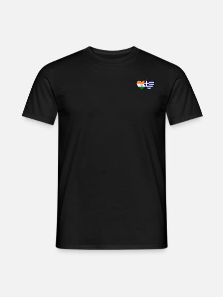 Inde Grèce Drapeau Coeur - T-shirt homme - noir