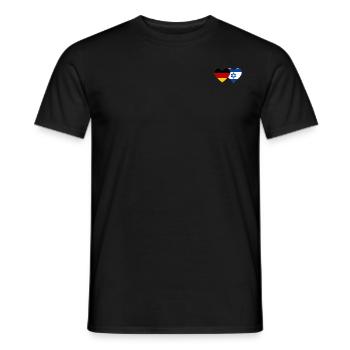 Germany Israel Flag Heart - Men's T-Shirt - black - Front - AI Model Male 178 light (178cm)