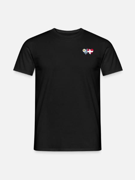 Uruguay Dänemark Herz Flagge - Mænd T-shirt - sort