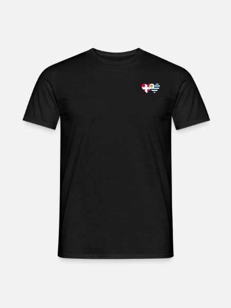 Denmark Uruguay Heart Flag - Men's T-Shirt - black