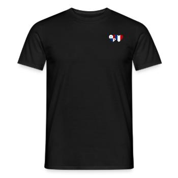 Cœur de drapeau Panama France utilisé - T-shirt homme - noir - Devant - AI Model Male 178 light (178cm)