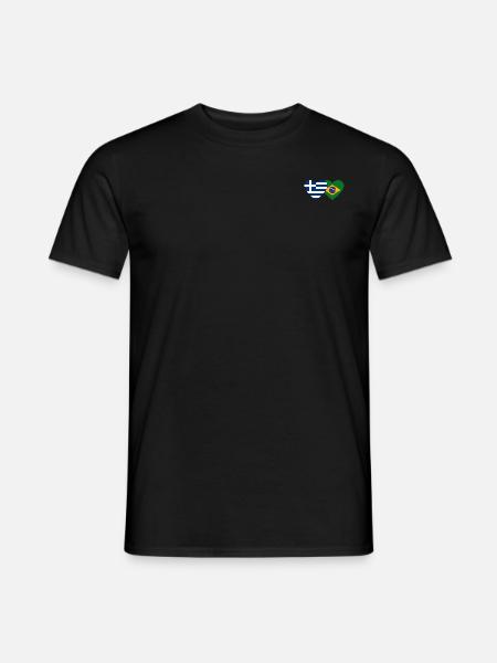Grèce Brésil Flag Coeur - T-shirt homme - noir