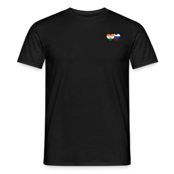India Russia Flag Heart - Men's T-Shirt - black - Front - AI Model Male 178 light (178cm)