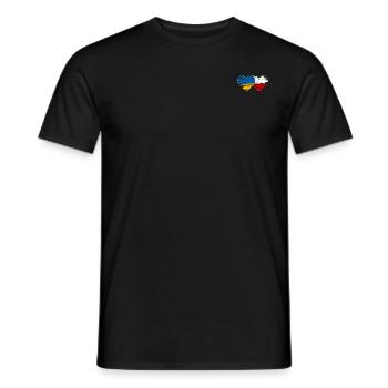 Ukraine Pologne drapeau coeur utilisé - T-shirt homme - noir - Devant - AI Model Male 178 light (178cm)