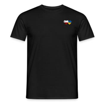Poland Ukraine flag heart used - Men's T-Shirt - black - Front - AI Model Male 178 light (178cm)