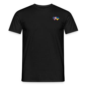 USA Ukraine flag heart used - Men's T-Shirt - black - Front - AI Model Male 178 light (178cm)