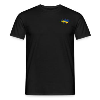 Suède Ukraine drapeau coeur utilisé - T-shirt homme - noir - Devant - AI Model Male 178 light (178cm)