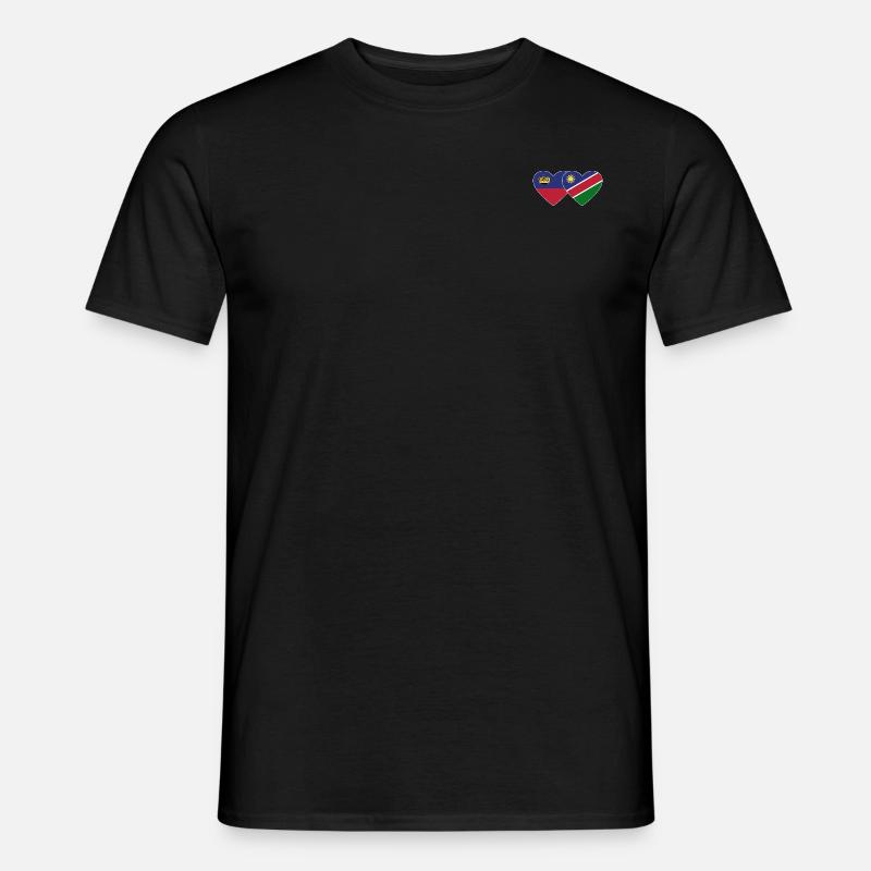 Liechtenstein Namibia Flagge Herz - Männer T-Shirt - Schwarz