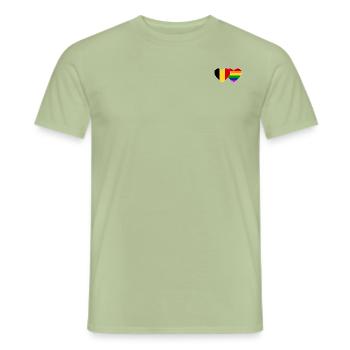 Belgium Rainbow Flag - Men's T-Shirt - sage - Front - AI Model Male 178 light (178cm)