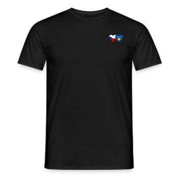 Czech Republic Kosovo Flag Heart - Men's T-Shirt - black - Front - AI Model Male 178 light (178cm)